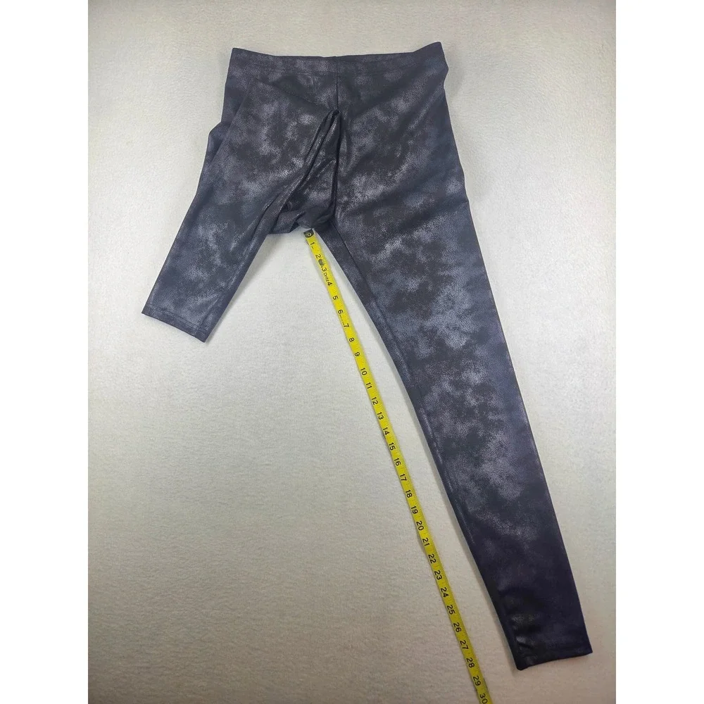 Simply Vera Vera Wang Womens Metallic Foil Crackle Leggings Black Charcoal M